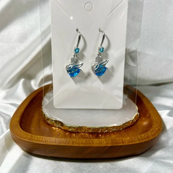 Blue Swan Dangle Earrings - Picture 2 of 5